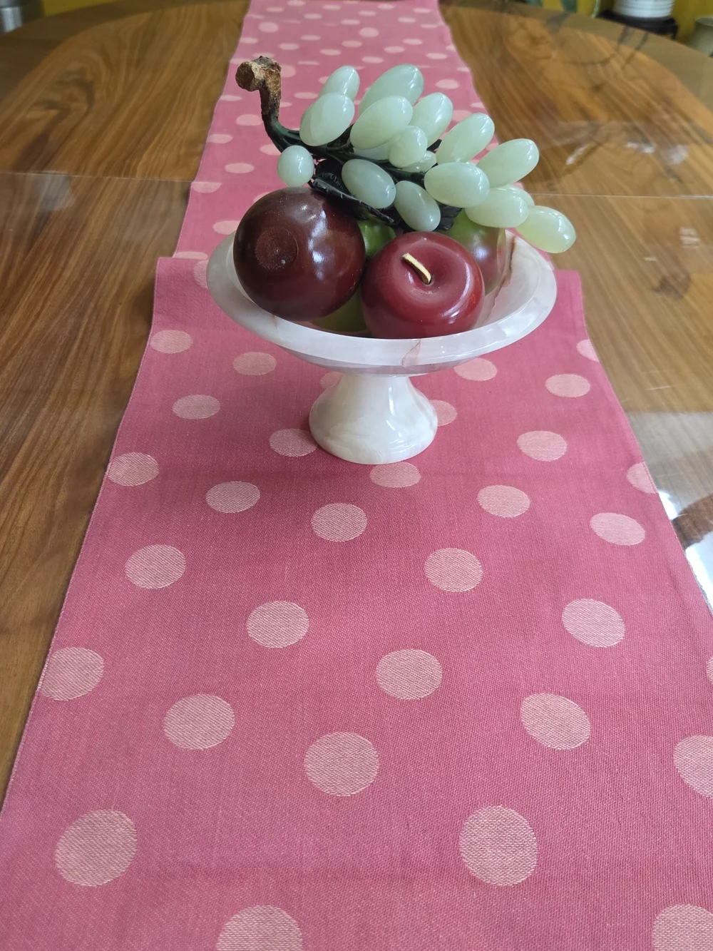 Pink/Peach Polka Dot Table Runner - Elegant Home Dining Accent 71x13